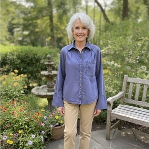 We The Free Women's Blue Button-Up Blouse